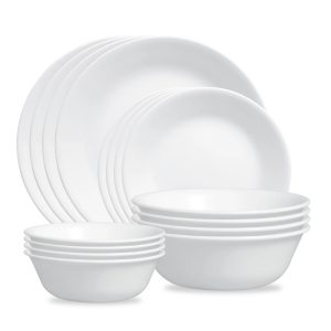 Corelle® Winter Frost White 16-piece Mugless Dinnerware Set. Service for 4